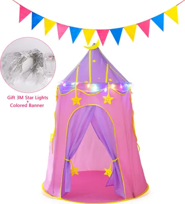 Image de Tente Tipi pour enfants bambin bébé chambre d'enfant Tipi pour l'intérieur et l'extérieur avec drapeaux à fanions - 155cm de haut