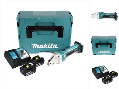 Image de Makita DJS 161 RGJ Cisailles sans fil 18 V 1,6 mm + 2x Batteries 6,0 Ah + Chargeur + Coffret Makpac