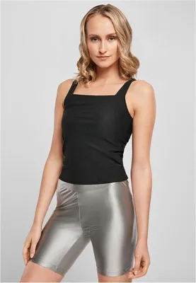 Immagine prodotto di Urban Classics - Top a costine con scollo squard da donna, nero - 5XL
