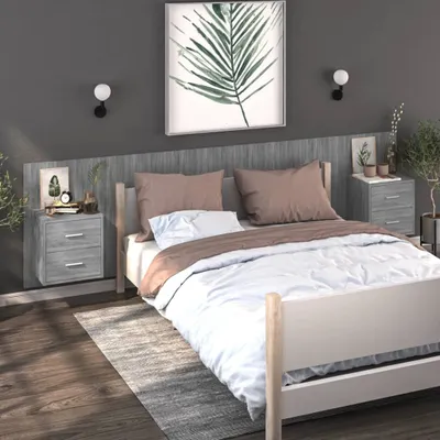 Produktbild von vidaXL Wand Nachttische 2 Stk. Grau Sonoma - Wand-Nachttisch - Wand-Nachttische - Schwebender Nachttisch - Wand-Nachtschrank