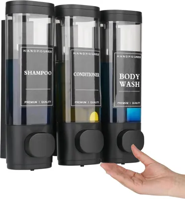 Produktbild von Wandseifenspender Set, 3 x 300 ml, ABS Kunststoff, für Badezimmer und Küche