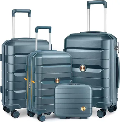 Produktbild von Hartschalenkoffer Set 4-teilig S/M/L/XL Rollkoffer Handgepäck 100% PP Blau TSA Schloss 360° Doppelrollen