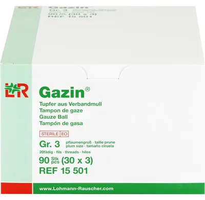 Produktbild von Gazin Tupfer pflaumengroß steril Gr. 3, 90 St. Tupfer