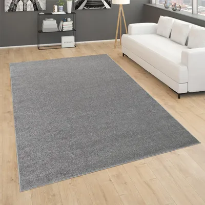Produktbild von Teppich Für Wohnzimmer Einfarbig Kurzflor Schlicht Und Modern, In Dunkel Grau Grösse 240x340 cm