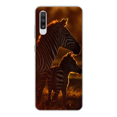 Produktbild von MuchoWow® Handyhülle Schutzhülle Hülle für Samsung Galaxy A70 Zebra - Sonne - Fohlen Silikon Softcase Handy Hülle - Schutzhaube