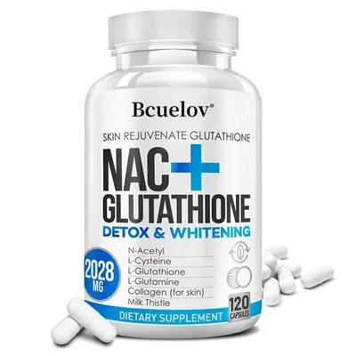 Image de NAC+ Glutathione 2028mg (120 capsules) Complément alimentaire, cheveux, peau, ongles, soins du visage, nettoyage, éclaircissement de la peau, anti-âge