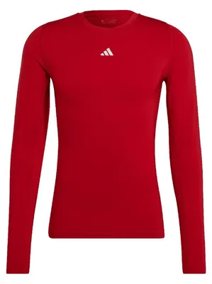 Image de Adidas - T-shirt TechFit pour hommes, manches longues, modèle PP3805 (taille XL), couleur rouge
