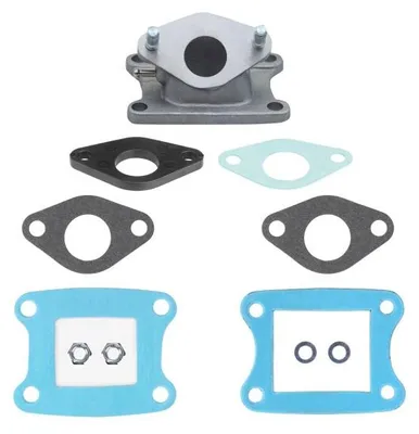Produktbild von Ansaugstutzen 18mm + Isolierplatte + Dichtungen (Keihin Vergaser) für Honda MT MB MTX MBX 50