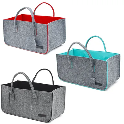 Produktbild von 3er Set Filztasche bis 25kg - 50x25x25 Filz Shopper Einkaufstasche Kaminholzkorb