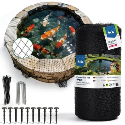 Produktbild von Vogelschutznetz Teichnetz Feinmaschig 4x10m 15x15mm 20g/m² mit Zubehör