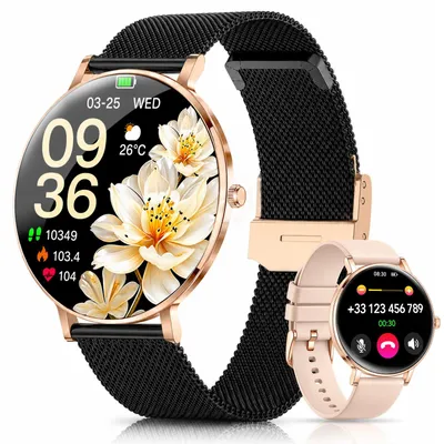 Produktbild von Damen Smartwatch 2026 mit Anrufen,Herzfrequenz,SpO₂ & Blutdruck,1,48" AMOLED,4,7 mm ultradünn, Schlafanalyse,Zyklus-Tracking,IP68/5ATM&120+ Sportmodi
