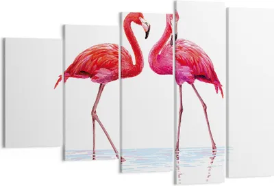 Produktbild von Bild auf Leinwand - Leinwandbild - 5 Teile - Flamingos Rosa Paar - 150x100cm - Wand Bild - Wanddeko - Wandbilder - Leinwanddruck - Bilder - Wanddekoration - Leinwand bilder - Wandbild - EG150x100-4243
