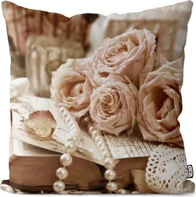 Produktbild von VOID Vintage Blumen Bücher Kissenbezug Kissenhülle Sofakissen Kissen Deko Outdoor-Kissen Dekokissen