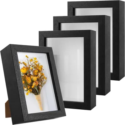 Obrázok produktu pre 3D fotorámik 10x15 cm, 4 ks, MDF a akryl, čierny, na fotky