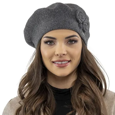 Zdjęcie produktu dla Vivisence damski beret elegancka czapka zimowa ciepłe i przytulne nakrycie głowy na zimę i jesień ciepła gruba czapka z dzianiny, klasyczna czapka dla kobiet, wyprodukowana w UE, ciemnoszara, jednolity rozmiar