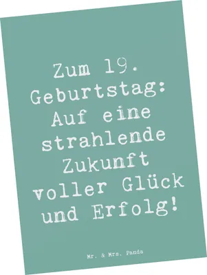 Produktbild von Mr. & Mrs. Panda Postkarte Spruch 19. Geburtstag Zukunft - Meeresbrise - Geschenk, Happy Birthday, Alter, Lebensjahrzehnt, Grußkarte, bildkarte, Fotokarte, Postkarten