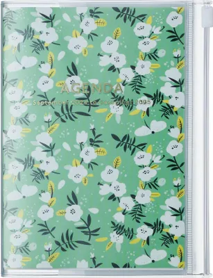 Produktbild von MARK'S 2024/2025 Taschenkalender A6 vertikal, Flower Pattern // Green