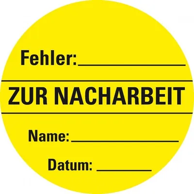 Produktbild von Dreifke® Aufkleber I Organisationsetikett Zur Nacharbeit, gelb, Haftpapier, a...
