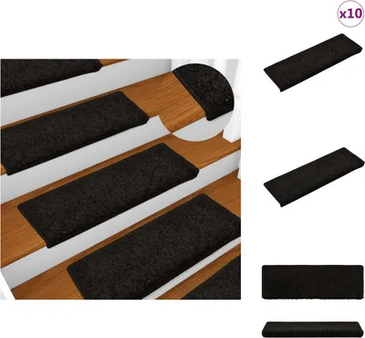 Produktbild von vidaXL Stufenmatten 10 Stk. 65x21x4 cm Schwarz - Stufenteppiche