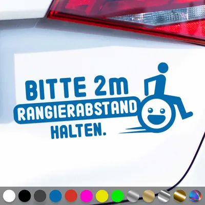 Produktbild von PantherPixel 2m Rangierabstand Aufkleber Halten Rollstuhlfahrer Sticker Auto Geschenkidee Farbe Blau