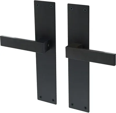 Immagine prodotto di Maniglie per porte Lavuzo Trapini nere - Maniglie per porte con piastra cieca - Per set