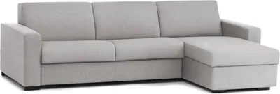 Produktbild von Schlafsofa Dabakar, Ecksofa, 100%  Italy, Sofa mit Drehöffnung, mit Wendebehälter Halbinsel, mit Standard-Armlehnen, Cm 280x95h90, Grau