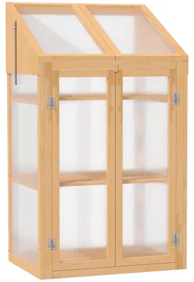 Image de Châssis de culture en bois Outsunny, mini-serre 70 x 50 x 120 cm, serre marron