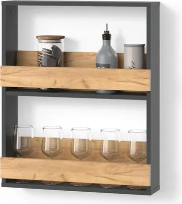 Produktbild von Weinglasregal Livinity Regusa Goldkraft Eiche/Anthrazit 60 x 72 cm, Model 55928