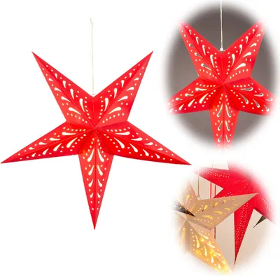 Produktbild von LS-LebenStil 3D Leuchtstern Papierstern Ø 60cm Rot 20 LED Timer Beleuchtet Weihnachtsstern Faltstern Fensterleuchte Weihnachtsdeko Stern zum Aufhängen