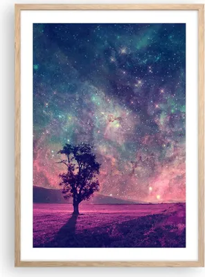 Produktbild von Gerahmtes Poster - Rahmen in heller Eiche - Kosmos Baum Wiese - 50x70 cm - Wand Bild - Wanddeko - Wandbilder - Wandposter - Bilderrahmen - Bilder - Kunstdruck - Wandbild - P2NPA50x70-4225