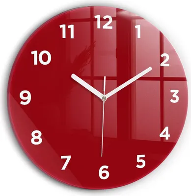 Produktbild von Wallfluent Wanduhr – Stilles Quarzuhrwerk - Uhr Dekoration Wohnzimmer Schlafzimmer Küche - Zifferblatt - weiße Zeiger - 30 cm - Rot
