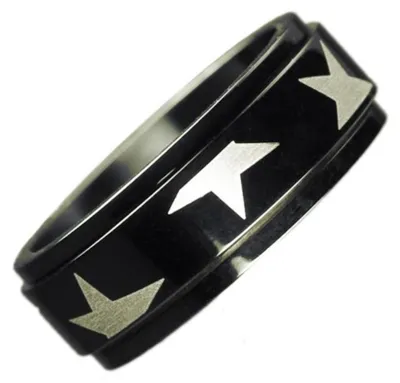 Produktbild von Spinning Ring: Edelstahl Ring schwarz mit Sternen 62 (19.7 mm Ø)