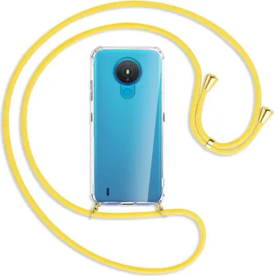 Produktbild von Handykette Backcover-Schutzhülle mit Band (Metall goldfarben) für Nokia 1.4 - gelb