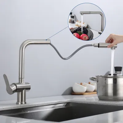 Produktbild von Wasserhahn Küche HOMELIVE Ausziehbar Küchenarmatur mit Brause Küchenarmaturen Einhebel Mischbatterie Küche Edelstahl Küchenwasserhahn 360°Schwenkbar