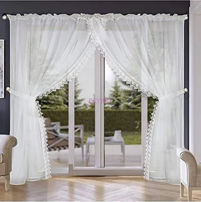 Produktbild von Balkongardine Lang Gardine aus Voile mit Kräuselband Gipüre LB-11-A, 250x600 cm