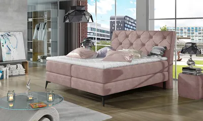 Produktbild von NABBI Gepolstert Doppelbett mit Stauraum Latium 140 - rosa (Omega 91)