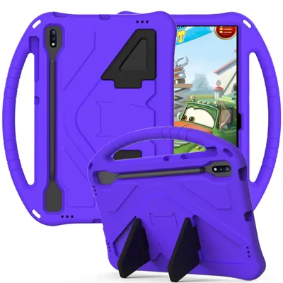 Immagine prodotto di Custodia per bambini per Samsung Galaxy Tab S9+/Tab S9 FE+/Tab S7 FE/Tab S8+/Tab S7+ 12.4", custodia antiurto leggera in EVA con supporto pieghevole e maniglia Viola