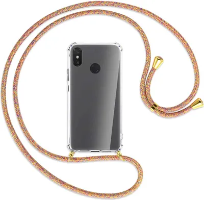 Produktbild von Handykette Backcover-Schutzhülle mit Band (Metall goldfarben) für Xiaomi Mi Max 3 - Rainbow