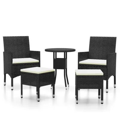 Immagine prodotto di set 5 pezzi da giardino in poly rattan nero