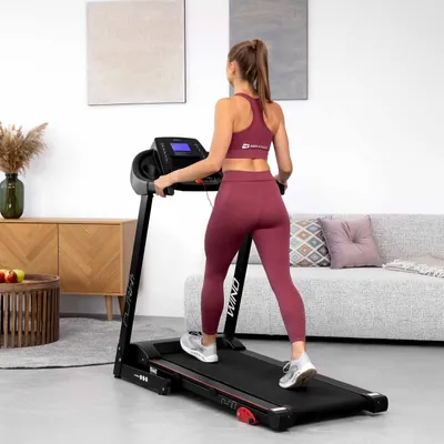 Produktbild von Hop-Sport Laufband HS-1000LB Rot, Laufband klappbar & elektrisch für Zuhause - bis 14 km/h, mit 12 Programmen, 2PS Motor und Bluetooth, bis zu 150 kg