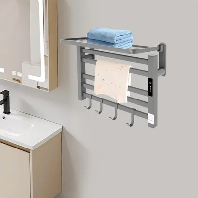 Immagine prodotto di Scaldasalviette elettrico - Radiatore scaldasalviette a parete - 3 livelli - Lega di alluminio -  - Grigio chiaro