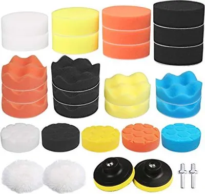 Produktbild von Polieraufsatz Akkuschrauber - 31 Stück Polierschwamm Set für Auto Poliermaschine M10 Bohrer Adapter, aus Schwamm und Wolle Polierset Polierhaub Polierauflage für Poliermaschine