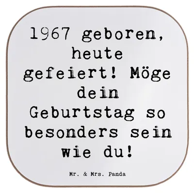 Produktbild von Mr. & Mrs. Panda Untersetzer für Gläser Spruch 1967 Geburtstag - Weiß - Geschenk, gläseruntersetzer, Tassenuntersetzer, individuelle Sprüche, Holzuntersetzer, Coaster