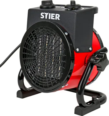 Produktbild von STIER Basic Keramik-Heizlüfter 2,0 kW, Elektroheizung 2000W, mit stufenlosen Thermostat für Überhitzungsschutz, Heizstrahler, Heizer für Innen- und Außeneinsatz, Baustellen-Heizstrahler