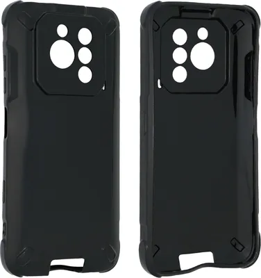 Two black phone cases are shown side-by-side against a white background.
