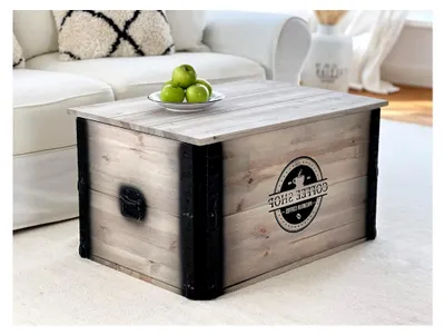 Produktbild von Couchtisch Truhentisch im Vintage Shabby Chic Stil aus Massivholz mit Stauraum