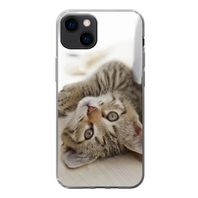 Produktbild von MuchoWow® Handyhülle Schutzhülle Hülle für iPhone 13 Kätzchen - Sonne - Braun - Mädchen - Kinder - Jungen - Kind Silikon Softcase Handy Hülle - Karteninhaber