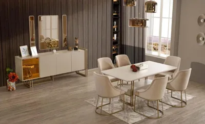 Produktbild von Esszimmer Set Esstisch + 6x Stühle + Sideboard + 3x Spiegel 11tlg