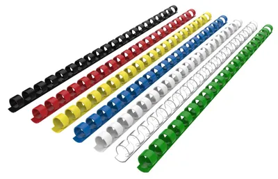 Productafbeelding van Plastic Bindruggen, 12 mm, 21 ringen, 90 vel bindcapaciteit, meerdere kleuren, A4, 100 stuks