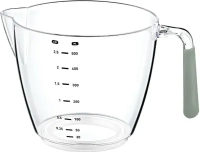 Produktbild von OKYANUS | Messbecher 0,5L - Transparent - Mit Skala - Rutschfester Griff - Ideal zum Messen